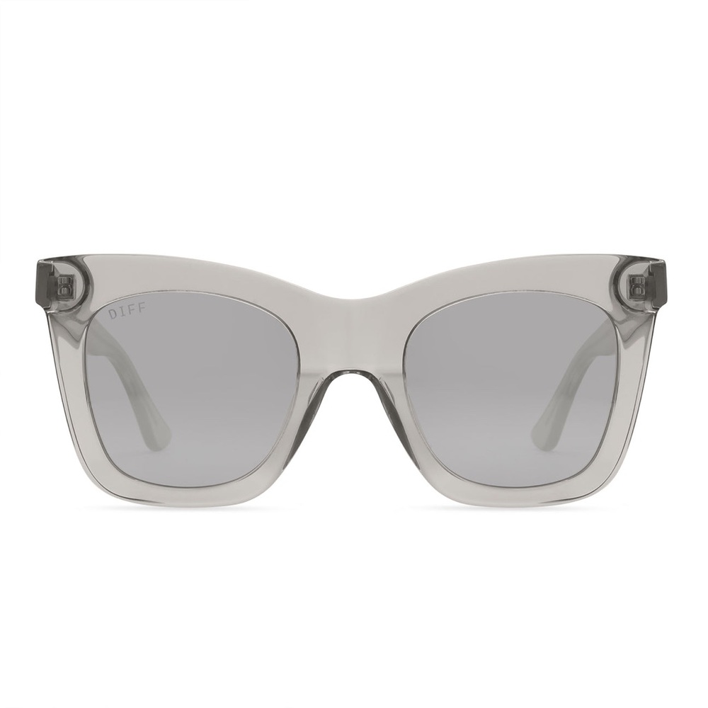DIFF “Kaia” sunglasses, crystal frame, mirror polarized lenses. Brand new.